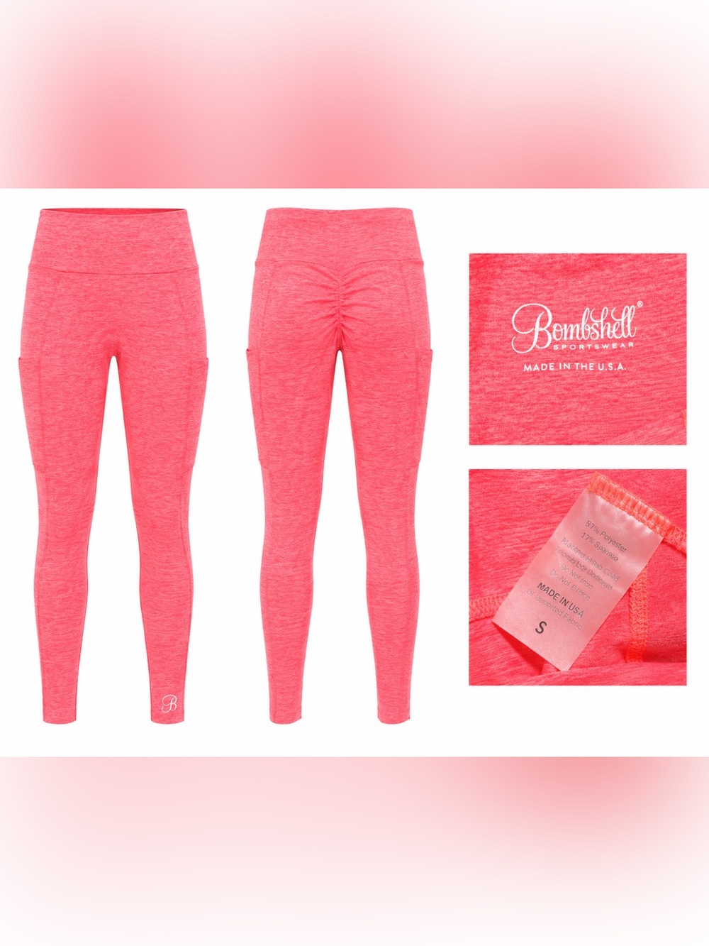 Bombshell Sportswear Coral Pink Scrunch High-Waist Leggings